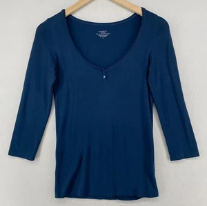 MAJESTIC PARIS Top Womens 2 Superwashed Viscose Blend Scoop Neck 3/4 Sleeve Blue - Picture 1 of 14