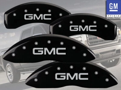 Cubiertas de pinza de disco de freno MGP negras delanteras + traseras "GMC" Sierra 2500 1999-2004 Foto 1 de 4