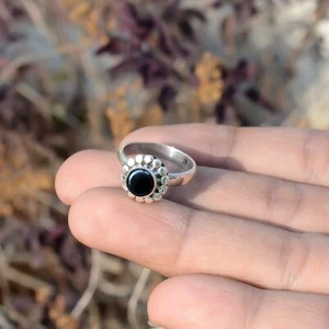 Black Onyx Natural Gemstone 925 Sterling Silver Valentine Gift Ring  Size JA_952 - Picture 1 of 6