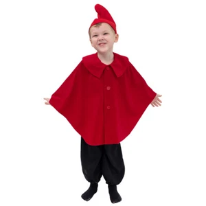 Rotkäppchen Cape Kostüm Kinder Weihnachtswichtel Zwergen-Umhang Rot 140-152cm - Bild 1 von 3