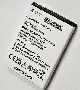 Batterie de remplacement RCB01P01 compatible pour Doro Primo 406 413 1050mAh - Photo 1/2