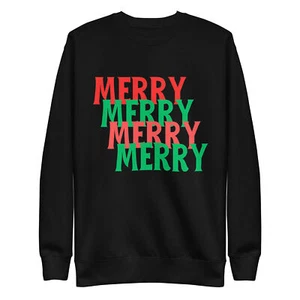 Merry Merry Christmas Unisex Premium Sweatshirt S,M,L,XL,2X,3X - Picture 1 of 5