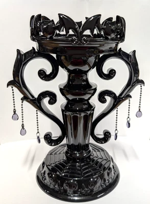 NEW! Bath and Body Works BLACK BAT CANDELABRA w/ PURPLE GEMS PEDESTAL for 3-wick - Image 1 of 4
