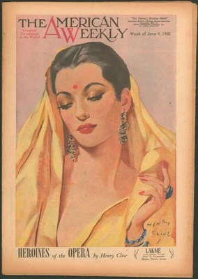 The American Weekly June 4 1950 Acquanetta ~Elizabeth Taylor~ Henry Clive Art - Image 1 of 4