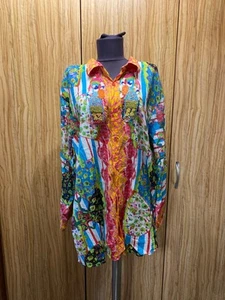 ANTICA SARTORIA BY GIACOMO CINQUE MEHRFARBIG BAUMWOLLE GEKNÖPFT SHIRT TUNIKA - L/XL - Bild 1 von 12