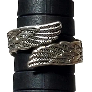 S925 Silver Ring Angel Wings Wrap Sz 6 - Picture 1 of 6