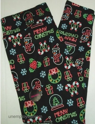 Legging Lined Snowman Merry Christmas Pants High Waist Junior Holiday Women's L - Image 1 of 4