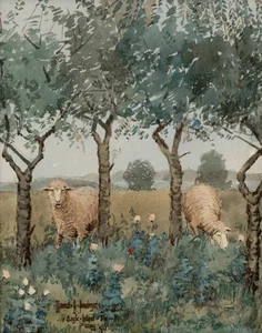 Maurice Brasilien Prendergast Schafe auf der Wiese Leinwandbild 16 x 20 - Bild 1 von 4