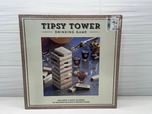 Tipsy Tower Adult Drinking Game - Wooden Blocks & Shot Glasses - Picture 1 of 12