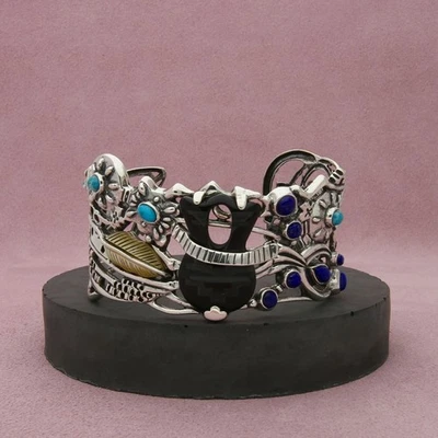 carolyn pollack sterling silver fritz casuse storyteller cuff bracelet 6.5in - Image 1 of 3