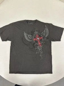 Sühne Vintage T-Shirt Flügel Rotes Kreuz Fleur-de-lis Emo Style Tee Gr. XL - Bild 1 von 8