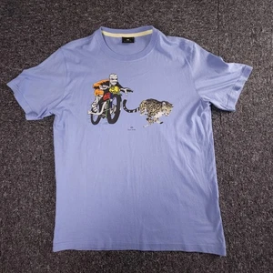 Paul Smith T-Shirt Herren mittelblau Motorrad Cheeta Racing Print - Bild 1 von 7
