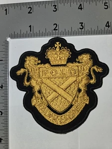 POLO RALPH LAUREN PATCHES BRANDNEU SCHWARZ/GOLD KRONE WAPPEN SCHILD PATCH - Bild 1 von 1