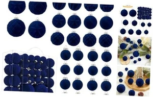 Velvet Christmas Ball Ornaments - 46pcs Flocked Christmas Tree Decorations Set - Picture 1 of 7