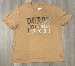 Guess Los Angeles T Shirt LXXXI Men’s Size XXL Beige Raised Lettering Cotton - Picture 1 of 8