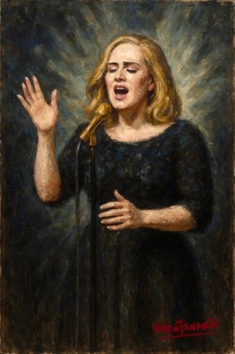 Edição limitada impressão em tela Valentinarte Adele Laurie azul música pop arte de beleza - Imagem 1 de 4