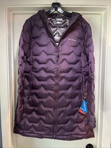 Women XL Columbia Walker Mill FS Long Jacket Hood Purple Puffer Duck Down New - Picture 1 of 19