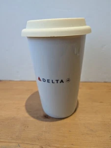 Delta Airlines Logo Ceramic Travel Carry Coffee Mug Cup Reusable 16oz. - White - Picture 1 of 17