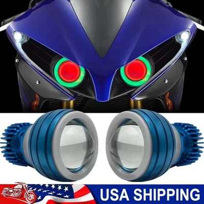 2x Motorcycle For Honda CBR 600 1000 RR LED Headlight Angel Eye Demon Projector Foto 1 de 4