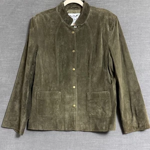 Vintage David Brooks Jacket XL Olive Green Suede Western Boho Fall Minimalist - Picture 1 of 13
