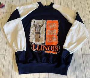 Vintage University Of Illinois Chief Illiniwek Dodger Blue Sweatshirt Size M - Picture 1 of 5