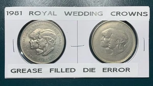 1981 Great Britain Royal Wedding Crown Struck Thru Grease Coin Error - Picture 1 of 4
