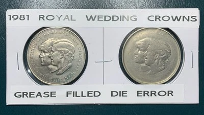 1981 Great Britain Royal Wedding Crown Struck Thru Grease Coin Error - Image 1 of 4