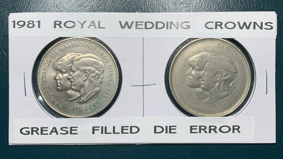 1981 Great Britain Royal Wedding Crown Struck Thru Grease Coin Error - Image 1 of 4