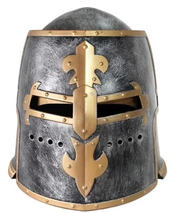 Adult Knight Crusader Templar Costume Medieval Viking Helmet Moving Visor Mask - Picture 1 of 8