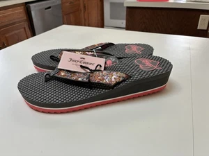 Chanclas MUJER JUICY COUTURE Negro Rosa Lentejuelas Cuña WJC8IFF04 Talla Grande - Imagen 1 de 7