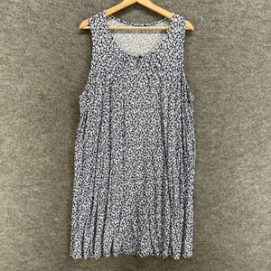 Croft & Barrow Night Gown Women 1X Plus Blue Floral Sleeveless Sleepwear - Picture 1 of 4