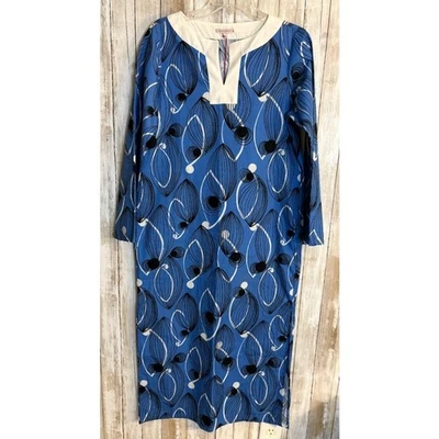 Frances Valentine Blue Black Oyster KITTA Cotton Kaftan Size Medium NWT - Image 1 of 4