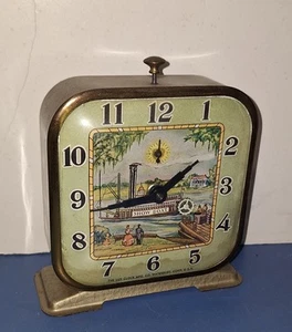 Fine Lux Waterbury Novelty Show Boat Moving Water Wheel Clock Working Automaton - Picture 1 of 12