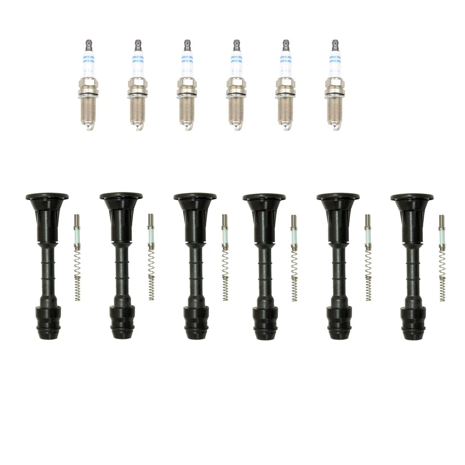 Kit de 6 bujías dobles platino Bosch y botas de bobina NGK para 350Z FX35 VQ35DE Foto 1 de 1