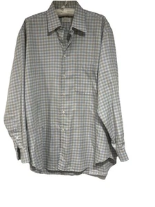 Camisa Brioni con botones para hombre L a cuadros manga larga Italia elegante de lujo - Imagen 1 de 9
