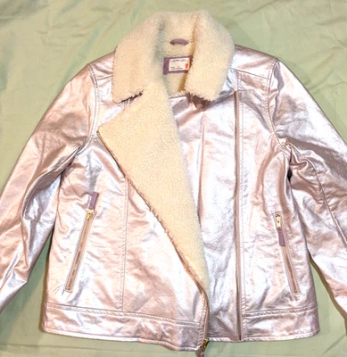 Crewcuts ( j. Crew kidsdivision) Girls pink fleece lined side zip jacket - Image 1 of 4