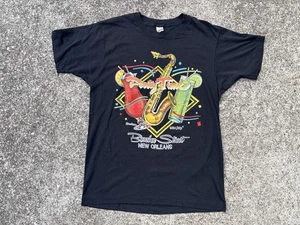 T-shirt vintage anni 90 New Orleans Bourbon Street Party Time punto singolo L 50/50 - Foto 1 di 5