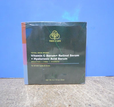 НОВОЕ Древо Жизни ПОЛНАЯ ПЕРЕЗАГРУЗКА КОЖИ Витамин С + Ретинол + Гиалуроновые Сыворотки 1 унц Ea - Изображение 1 из 4