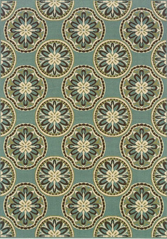 Tapete de área 8x11 círculos esfinge flores casual azul 8323L - aprox 7' 10" x 10' 10" - Imagem 1 de 1