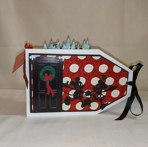 NEW Handmade Tag Shape Photo Album. 8 x 5 ( Mickey & Minnie Christmas Theme ) - Picture 1 of 12
