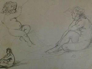 HEVA COOMANS (°1864) 'Putti' 1862 - 19. Jh. BLEISTIFTZEICHNUNG - AKADEMISCHE KUNST - Bild 1 von 6