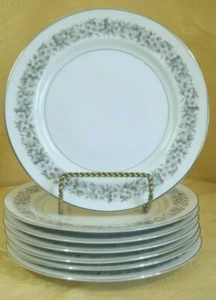 HARMONY HOUSE Southern Belle Set of 7 SALAD PLATES 7 3/4" White~Pink Flowers  - Picture 1 of 8