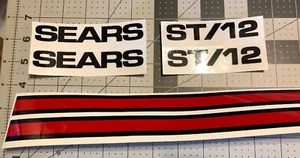 Juego de 6 calcomanías Sears Suburban ST/12 negras rayas rojas individuales - Imagen 1 de 3