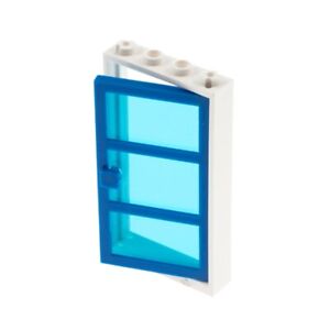 1x Lego Tür Rahmen 1x4x6 weiß Türblatt blau transparent dunkel blau x39c04 30179