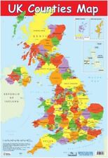 Laminated Map of UK Counties Mini Poster