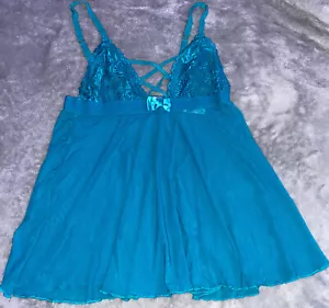 Leg Avenue Teal Polyester/spandex W/lace Trim Lingerie Size Small - Picture 1 of 9