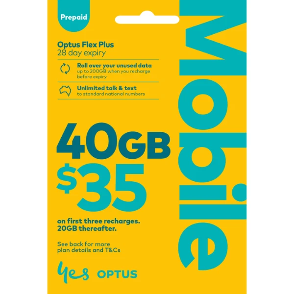 AUSTRALIAN OPTUS $35 PREPAID MULTI FIT CELL MOBILE PHONE SIM CARD PACK KIT 4G 5G - Image 1 of 1