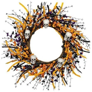 Artificial Halloween Wreath 22 Inch Black Halloween Wreaths for Front Door - Picture 1 of 6