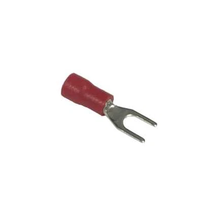 Fork Terminals, PVC Insulated, 16-22 AWG Wire, #6 Stud Size, Red, 100 Pcs - Image 1 of 2