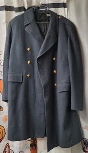 Vintage Rappson Wool Mens Military Coat Sweden Brass Buttons Gray Blue - Picture 1 of 13